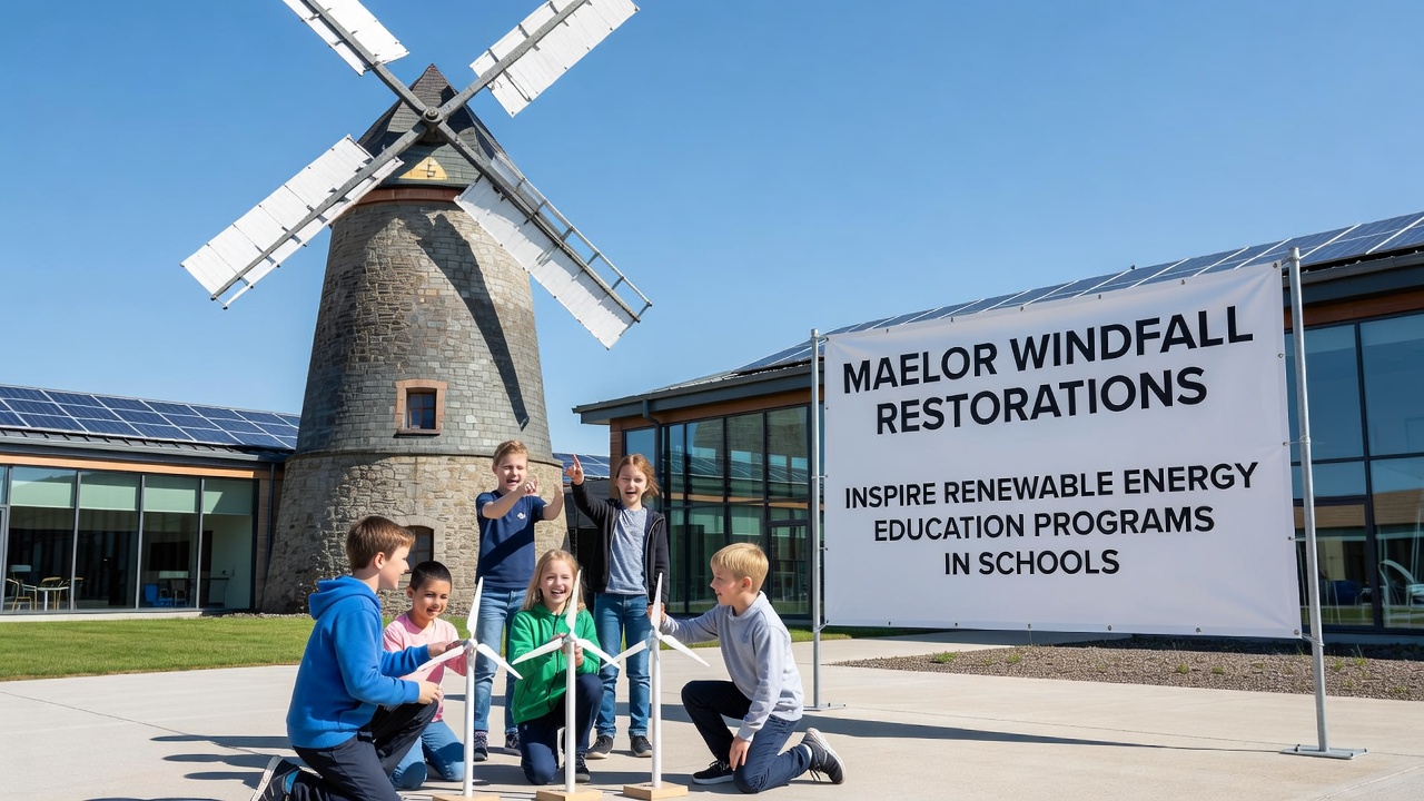 Students conducting hands-on experiments with model turbines inside a Maelor classroom setting